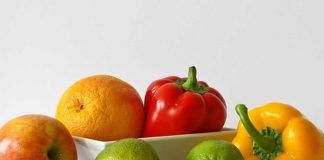Frutta e verdura in piatto