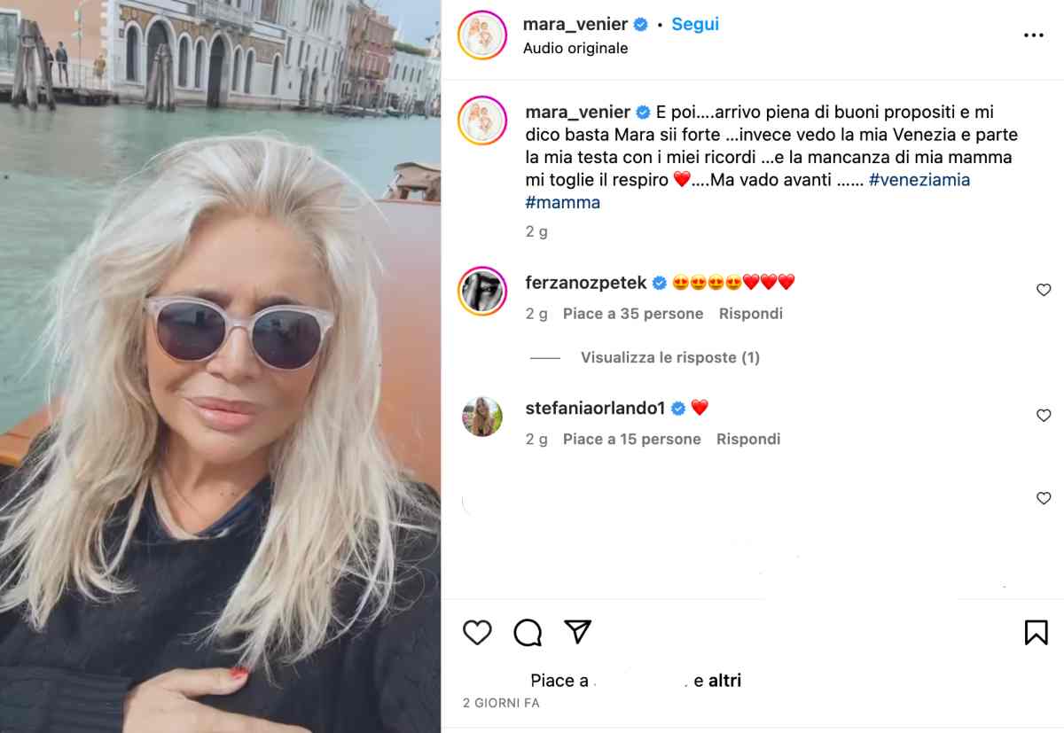 Mara Venier a Venezia ricorda la madre