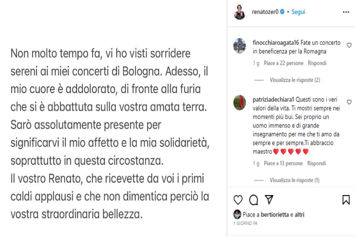 Renato Zero le sue parole commuovono tutti