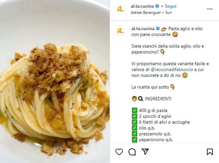 Spaghetti aglio olio versione croccante